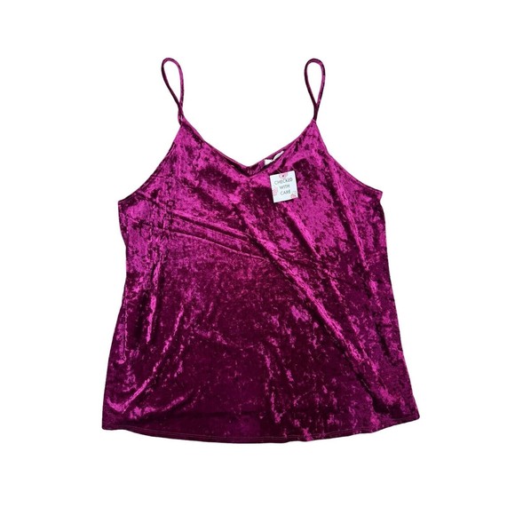 E.‎ Luna Crushed Velvet Cami Tank 2XL Top Red Plus New! Spaghetti Strap Stretch - Picture 4 of 8